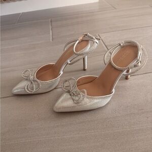 BCBGeneration Silver Heels with Bow Accent
